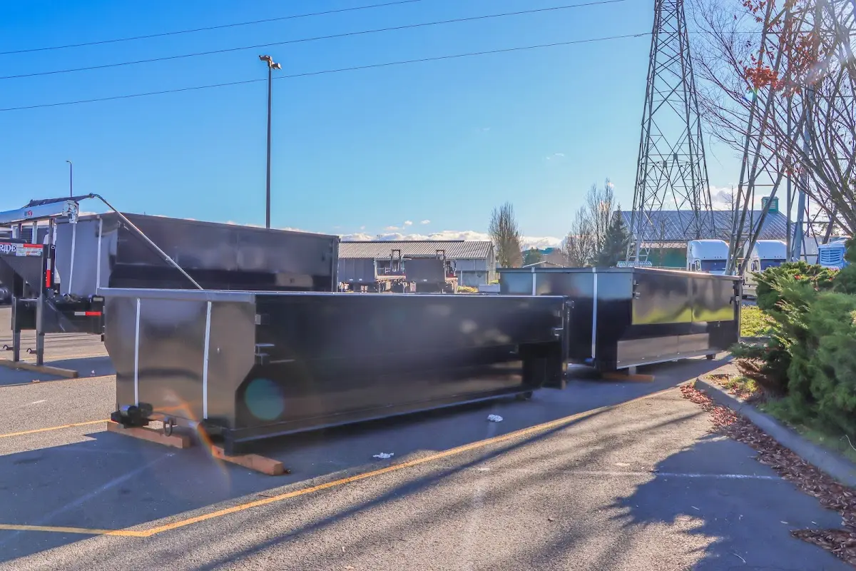 Roll-off dumpster ready for waste disposal at job site for 10 Yard Dumpster Rental in Wallington